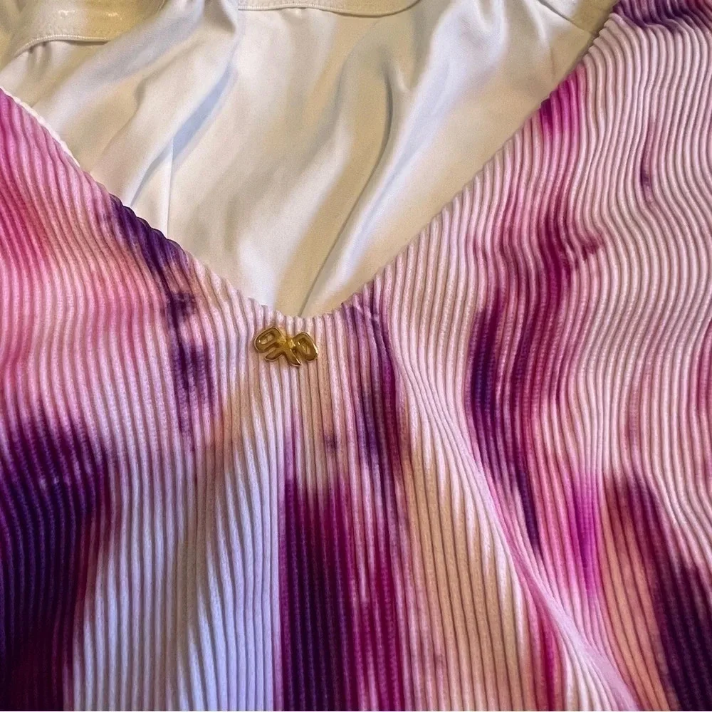PQ Swim Spell Avery Tie Dye Pink Purple Halter One Piece Swimsuit Bikini Large